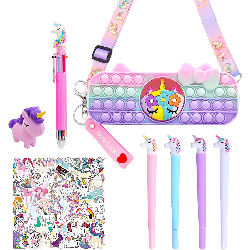 Unicorn Pencil Case Маҷмӯи статсионарии Unicorn барои духтарон